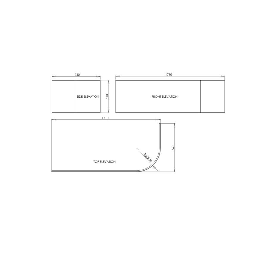ONLY OPENED - 1700mm J Shaped Acrylic Bath Panel - Jersey