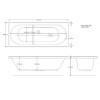 Burford Double Ended Bath with 6 Jet Whirlpool System - 1700 x 750mm