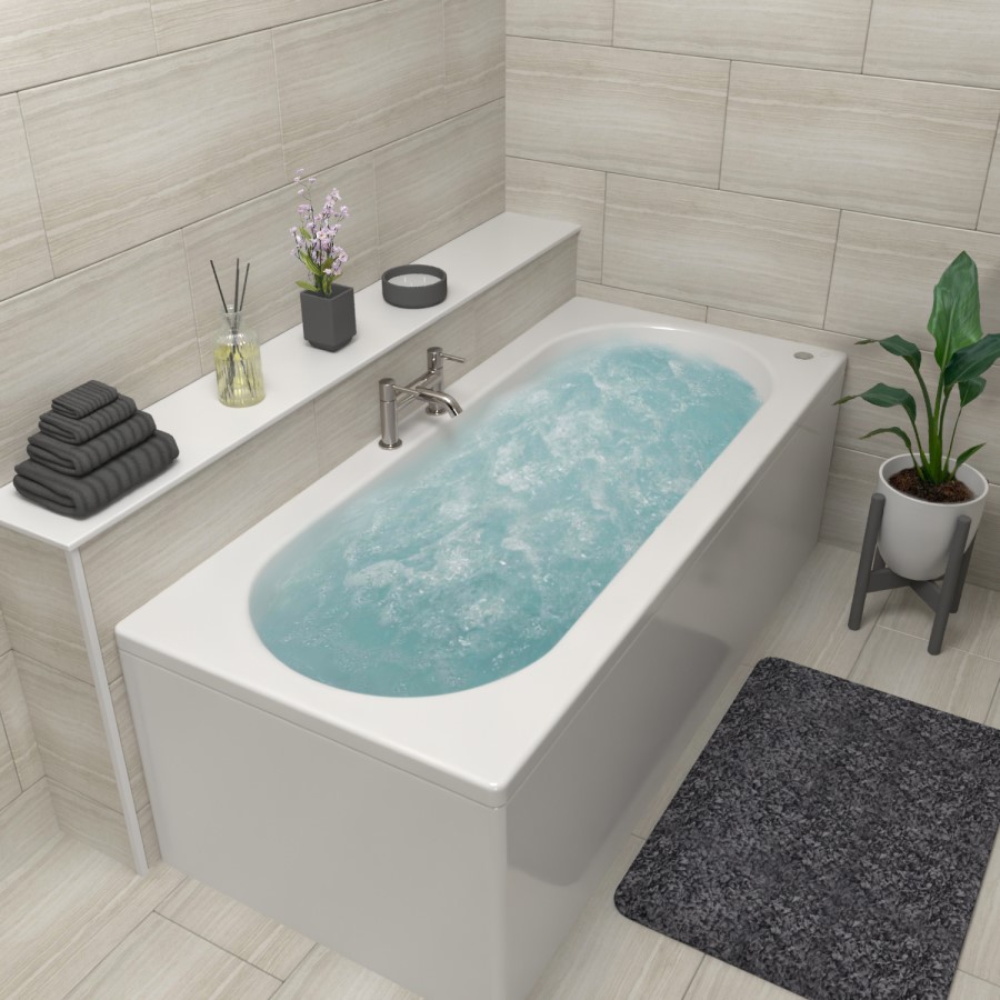 Burford Double Ended Bath with 6 Jet Whirlpool System - 1800 x 800mm