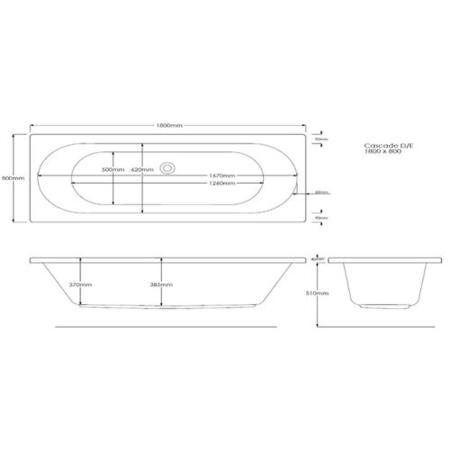 Burford Double Ended Bath with 6 Jet Whirlpool System - 1800 x 800mm