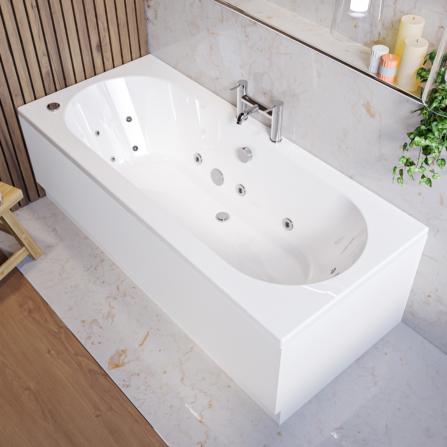 Burford White Double Ended Whirlpool Spa Bath With 14 Whirlpool Jets 1700 X 750Mm