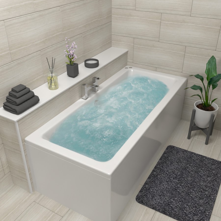 Double Ended Whirlpool Spa Bath with 14 Whirlpool & 12 Airspa Jets 1800 x 800mm - Chiltern