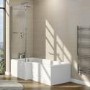 GRADE A1 - L Shape Shower Bath Left Hand with Front Panel & Bath Screen 1700 x 750mm - Yale