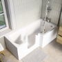 L Shape Shower Bath Left Hand with Front Panel & Bath Screen 1700 x 750mm - Yale