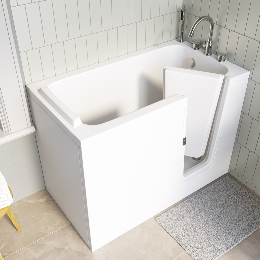 Small Deep Walk In Bath Left Hand with Front Panel & Integrated Seat 1210 x 660mm - Princeton