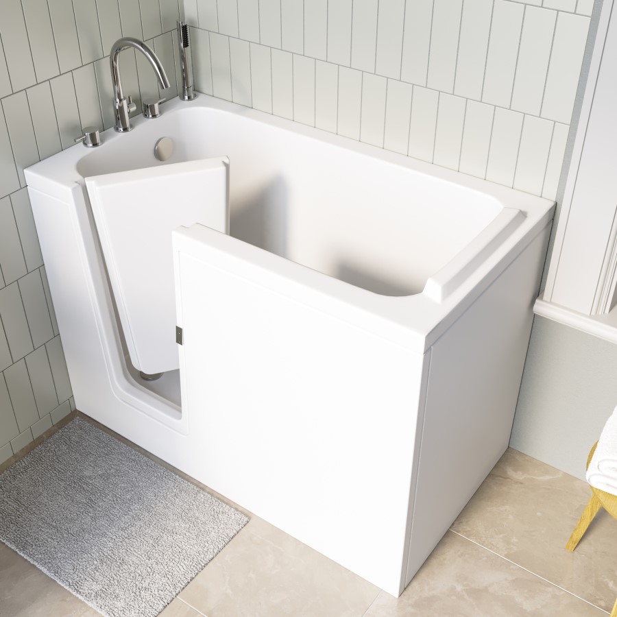 Small Deep Walk In Bath Right Hand with Front Panel & Integrated Seat 1210 x 660mm - Princeton