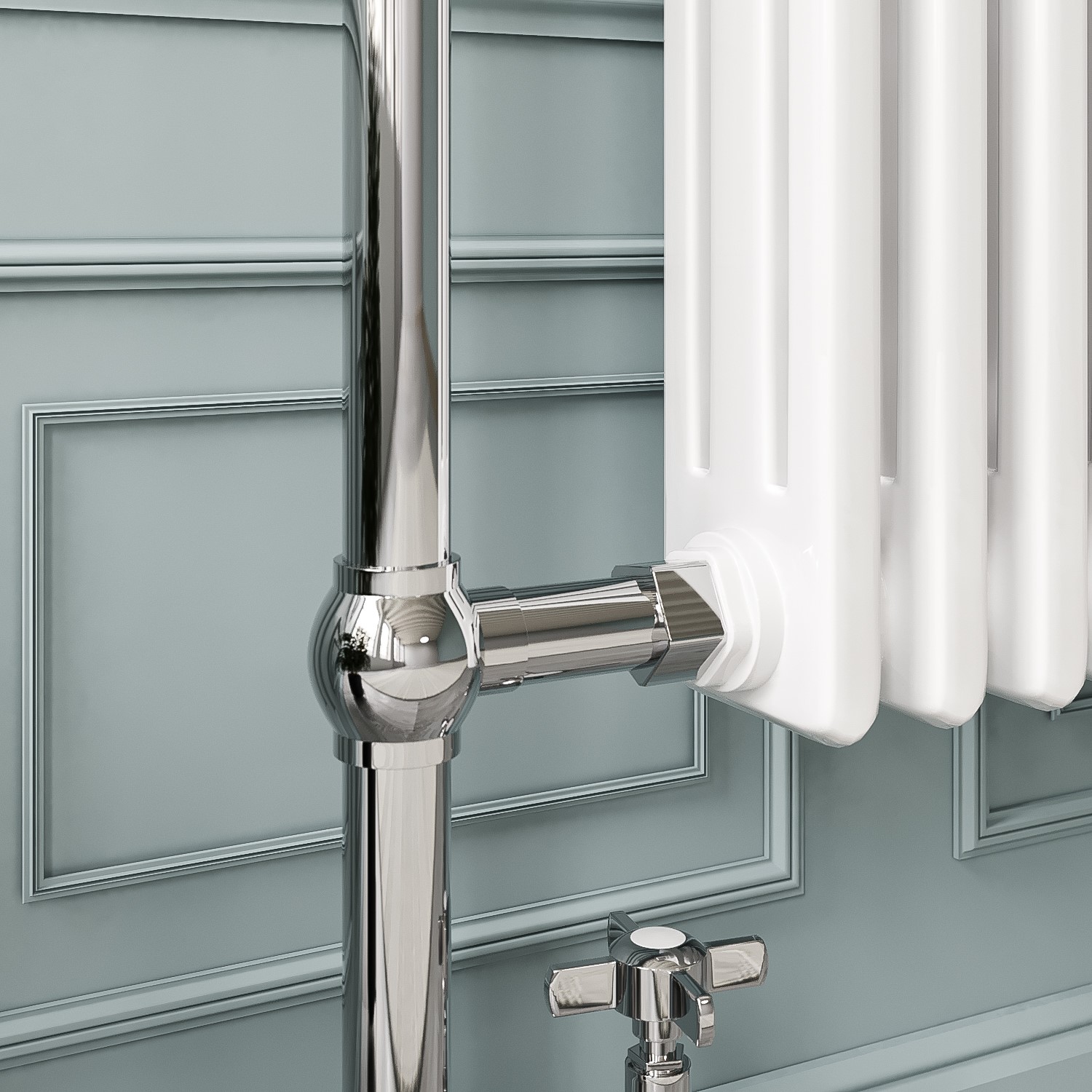 Column Radiator Chrome White and Chrome Traditional Column Radiator with Towel Rail 952 x ...