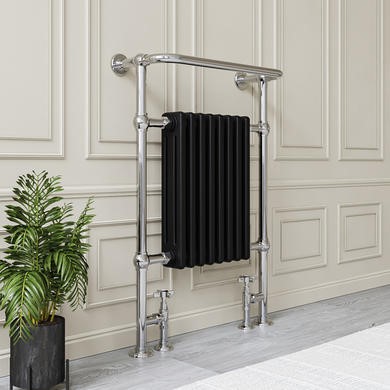 Chrome Traditional Bathroom Heated Towel Rail Column Radiator 940 x 659 mm 