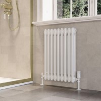White Horizontal 2 Column Traditional Radiator 600 x 425mm - Nambi