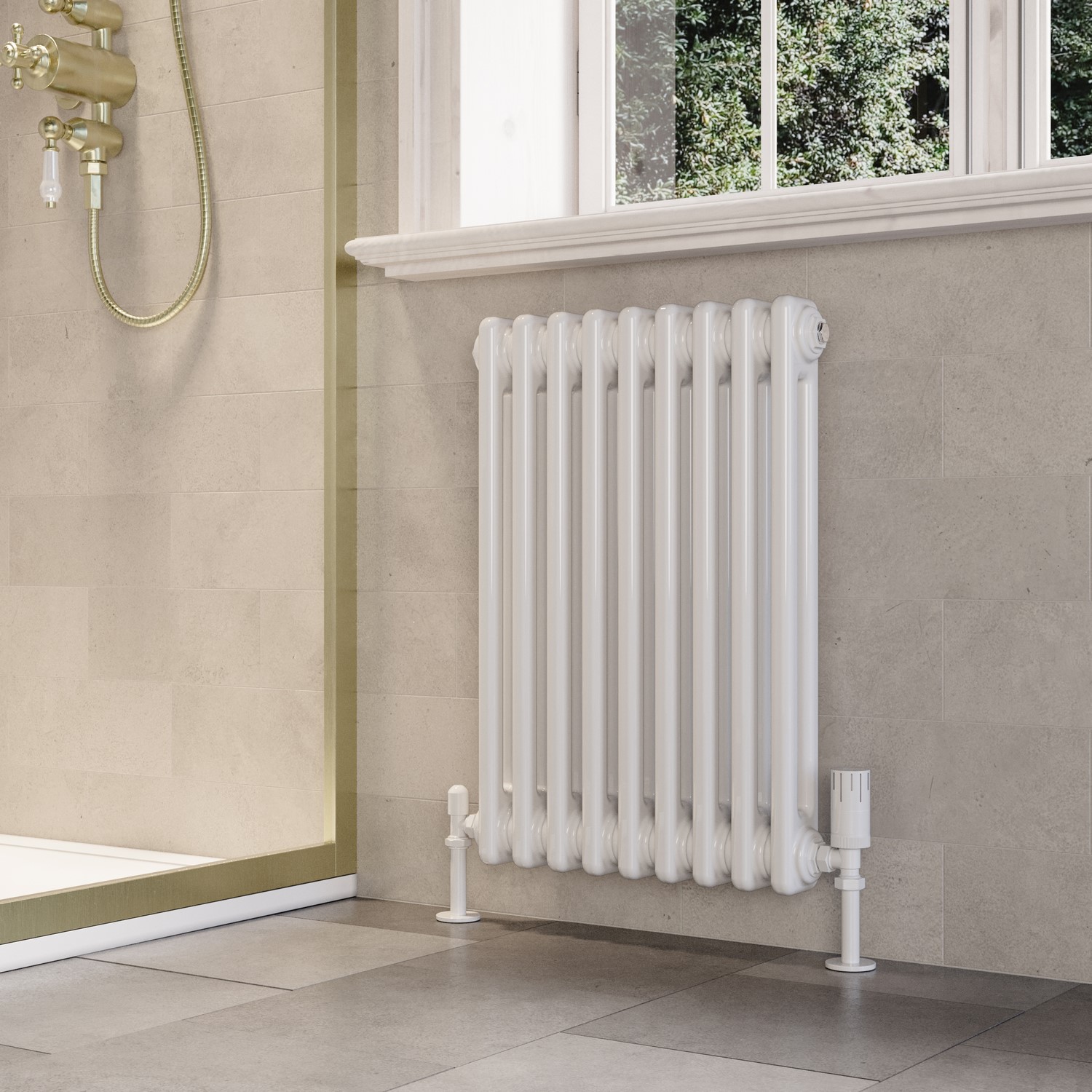 White Horizontal 2 Column Traditional Radiator 600 x 425mm - Nambi ...