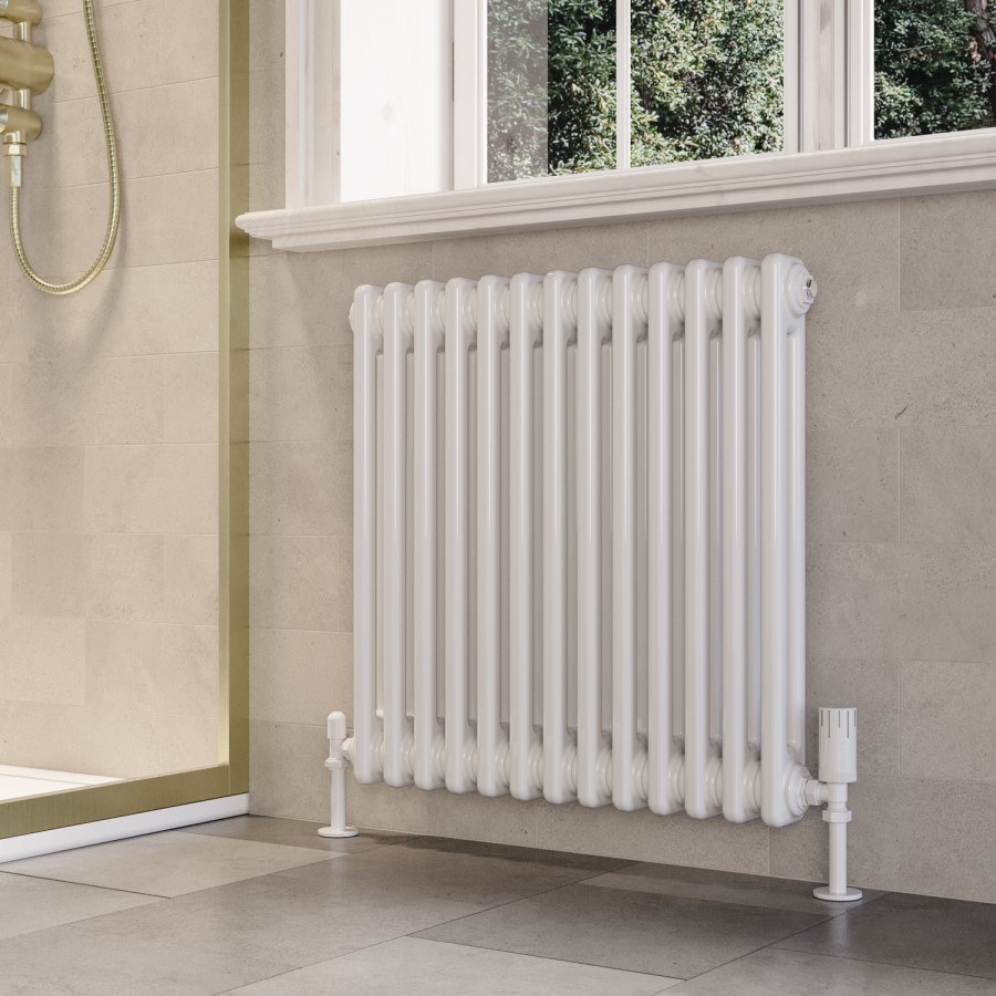 White Horizontal 2 Column Traditional Radiator 600 x 605mm - Nambi