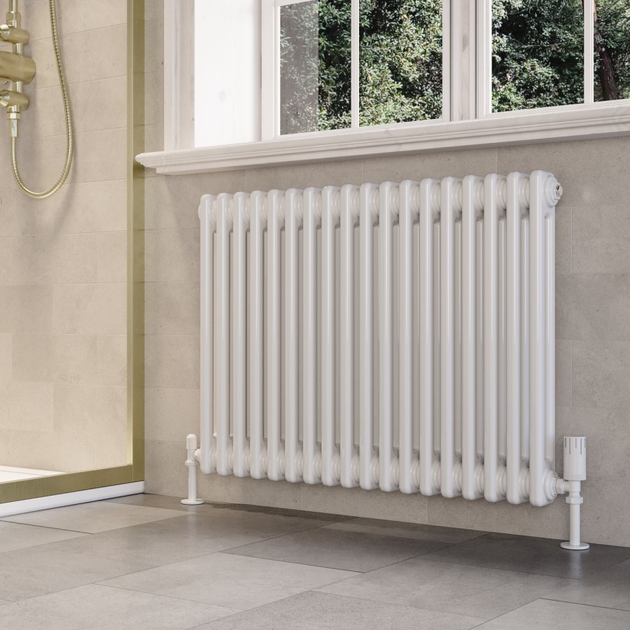 White Horizontal 2 Column Traditional Radiator 600 x 830mm - Nambi