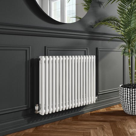 GRADE A1 - Nambi White 2 Column Horizontal Radiator - 600 x 828mm ...