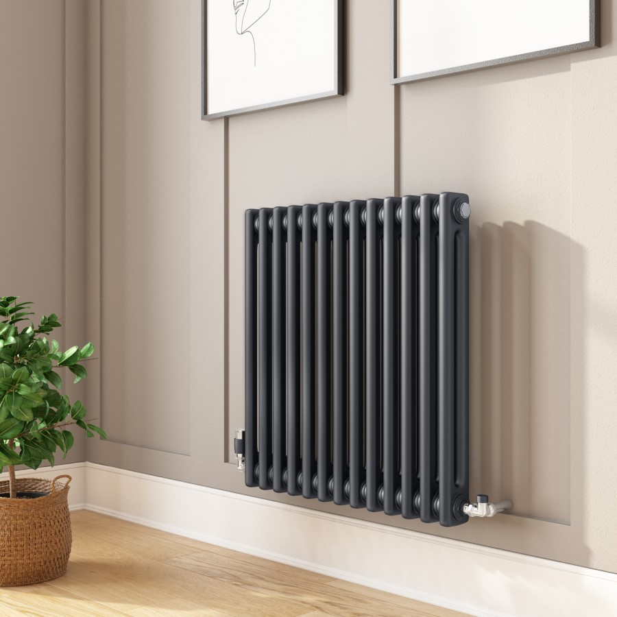 Nambi 2 Column Traditional Radiator - 600mm x 603mm - Anthracite