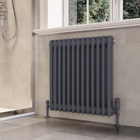 Anthracite Horizontal 2 Column Traditional Radiator 600 x 605mm - Nambi ...