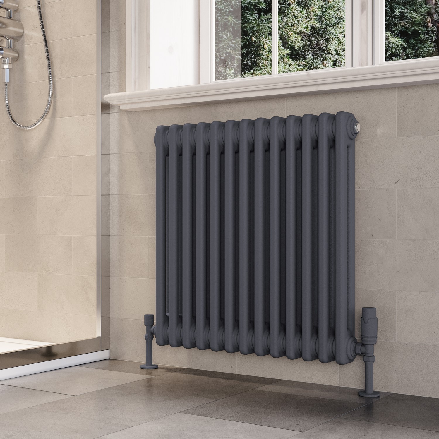 Nambi Anthracite Horizontal 2 Column Radiator 600 X 605Mm