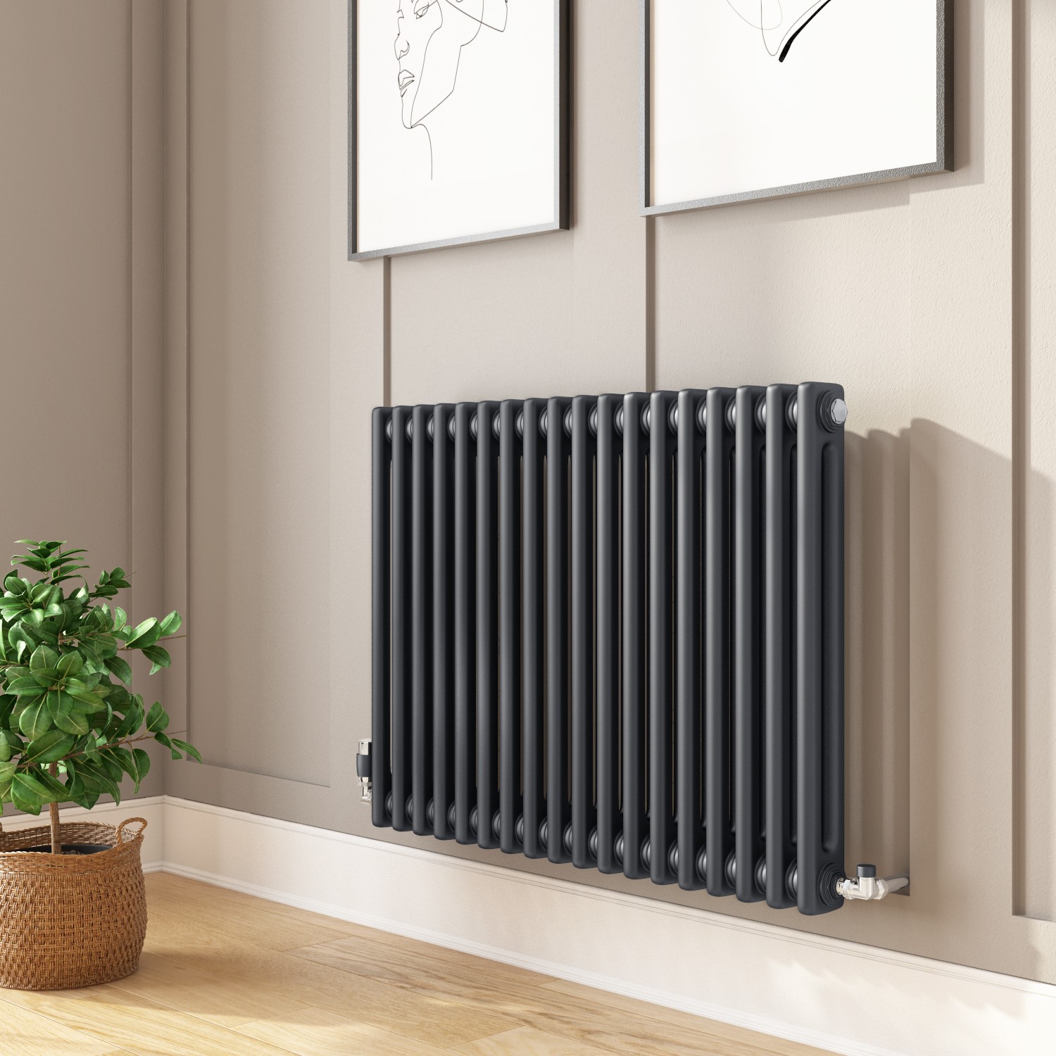 Nicety Radiator Nambi 2 Column Traditional Radiator - 600mm x 828mm - Anthracite ...