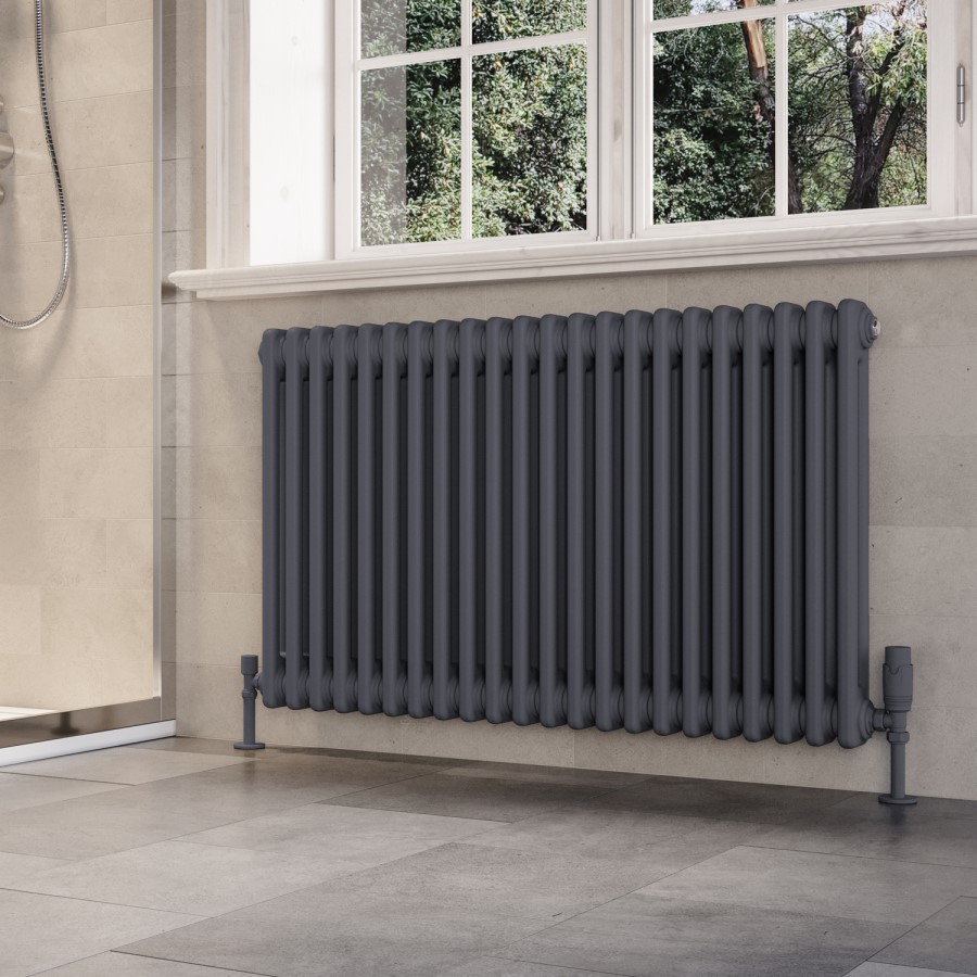 Anthracite Horizontal 2 Column Traditional Radiator 600x1010mm -Nambi