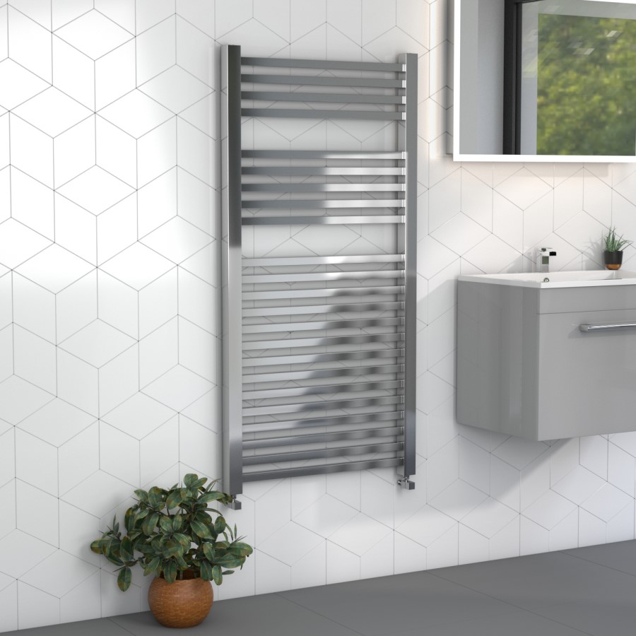 GRADE A1 - Dune Chrome Heated Towel Rail - 1200 x 600mm