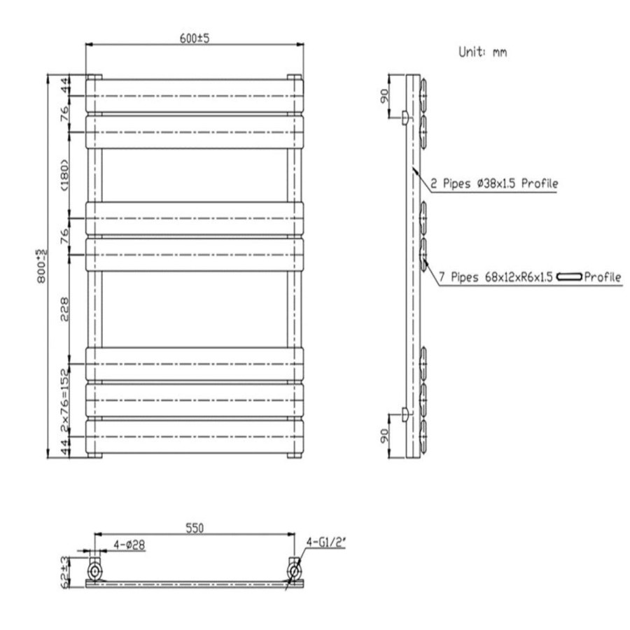 GRADE A1 - Tundra 800x600 7 bars Anthracite