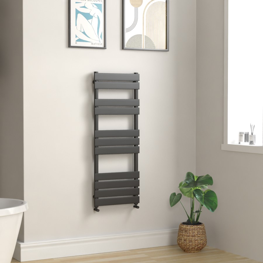 GRADE A1 - Tundra Anthracite Heated Towel Rail - 1200 x 450mm