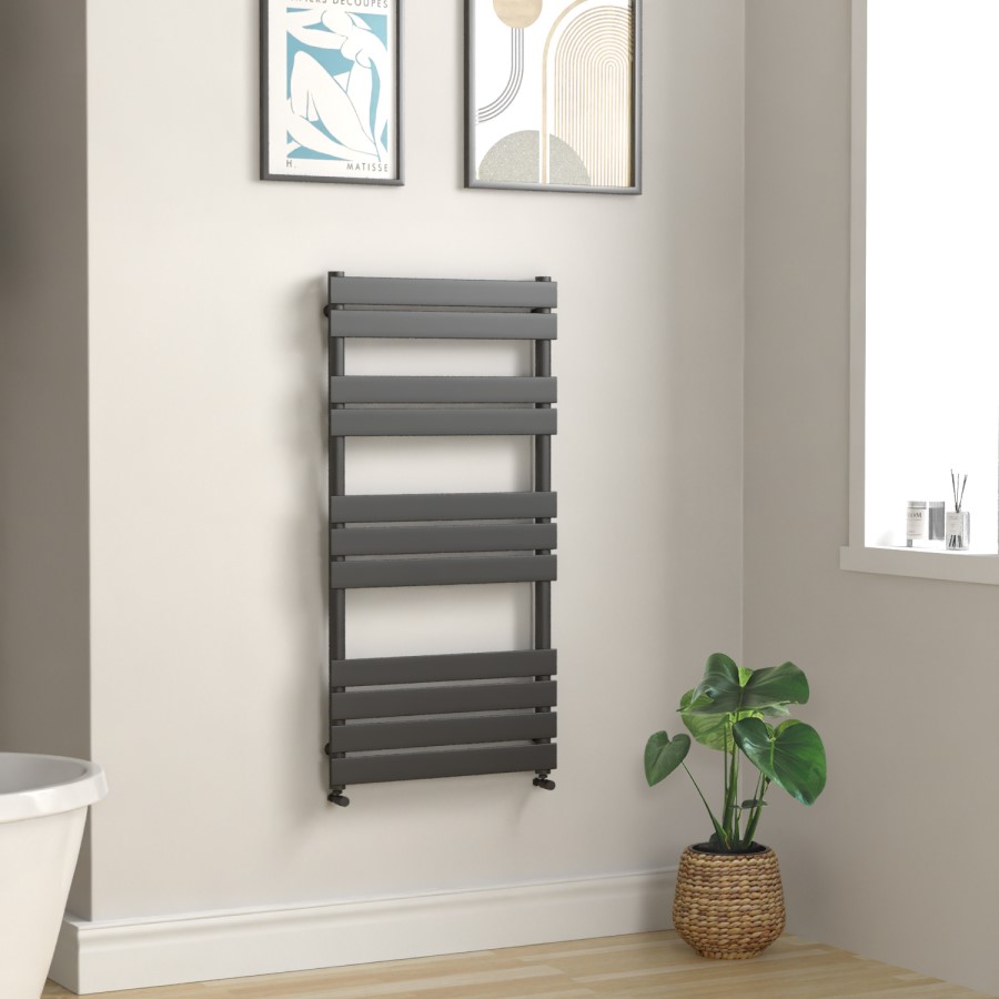 GRADE A1 - Tundra Anthracite Heated Towel Rail - 1200 x 600mm