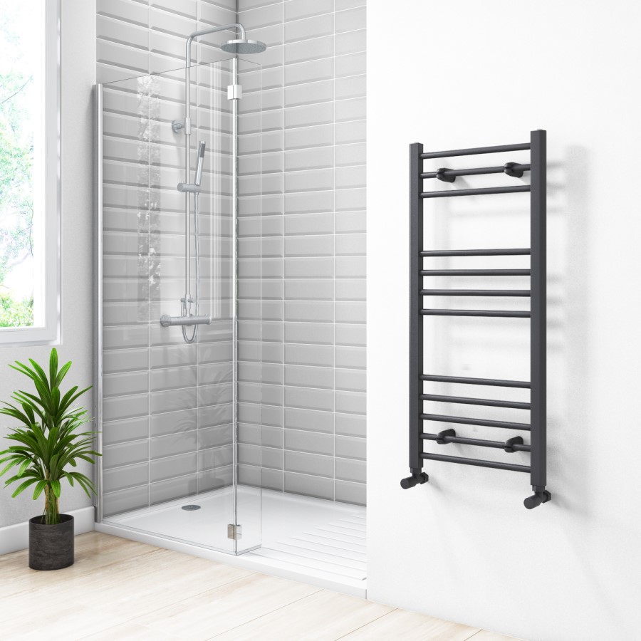 GRADE A1 - Sahara Anthracite Heated Towel Rail - 1000 x 450mm