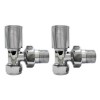 GRADE A1 - Chrome Round Angled Radiator Valves - For Pipework Which Comes From The Wall