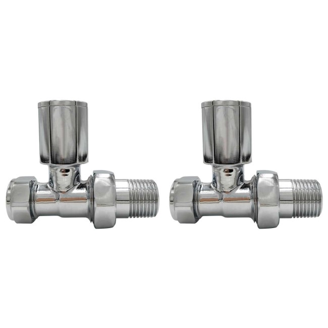 Chrome Round Straight Radiator Valves -  For Pipework Which Comes From The Floor