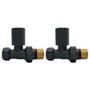 GRADE A1 - Matt Black Round Straight Radiator Valves