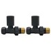 Matt Black Round Straight Radiator Valves - For Pipework Which Comes From The Floor