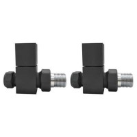 ONLY OPENED - Anthracite Square Straight Radiator Valves - For Pipework Which Comes From The Floor ONLY OPENED - Anthracite Square Straight Radiator Valves - For Pipework Which Comes From The Floor