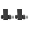 GRADE A1 - Anthracite Square Straight Radiator Valves - For Pipework Which Comes From The Floor