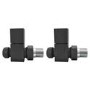ONLY OPENED - Anthracite Square Straight Radiator Valves - For Pipework Which Comes From The Floor