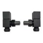 ALMOST PERFECT - Matt Black Square Angled Radiator Valves - For Pipework Which Comes From The Wall