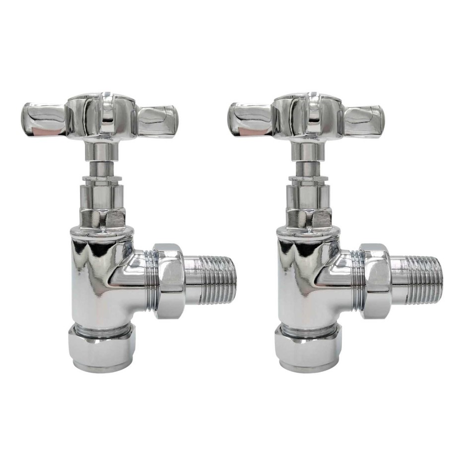 Chrome Traditional Angled Radiator Valves For Pipework Which Comes