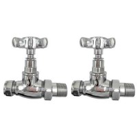 ONLY OPENED - Chrome Traditional Straight Radiator Valves ONLY OPENED - Chrome Traditional Straight Radiator Valves