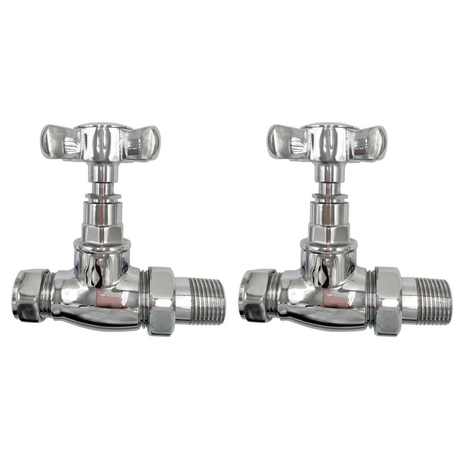 ONLY OPENED - Chrome Traditional Straight Radiator Valves