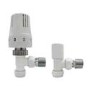 GRADE A1 - White Thermostatic Angled Radiator Valves - For Pipework Which Comes From The Wall