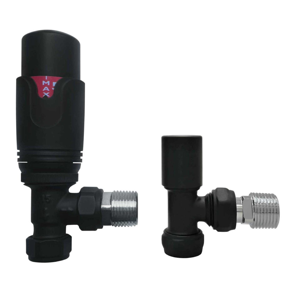 Matt Black Thermostatic Angled Radiator Valves For Pipework Which