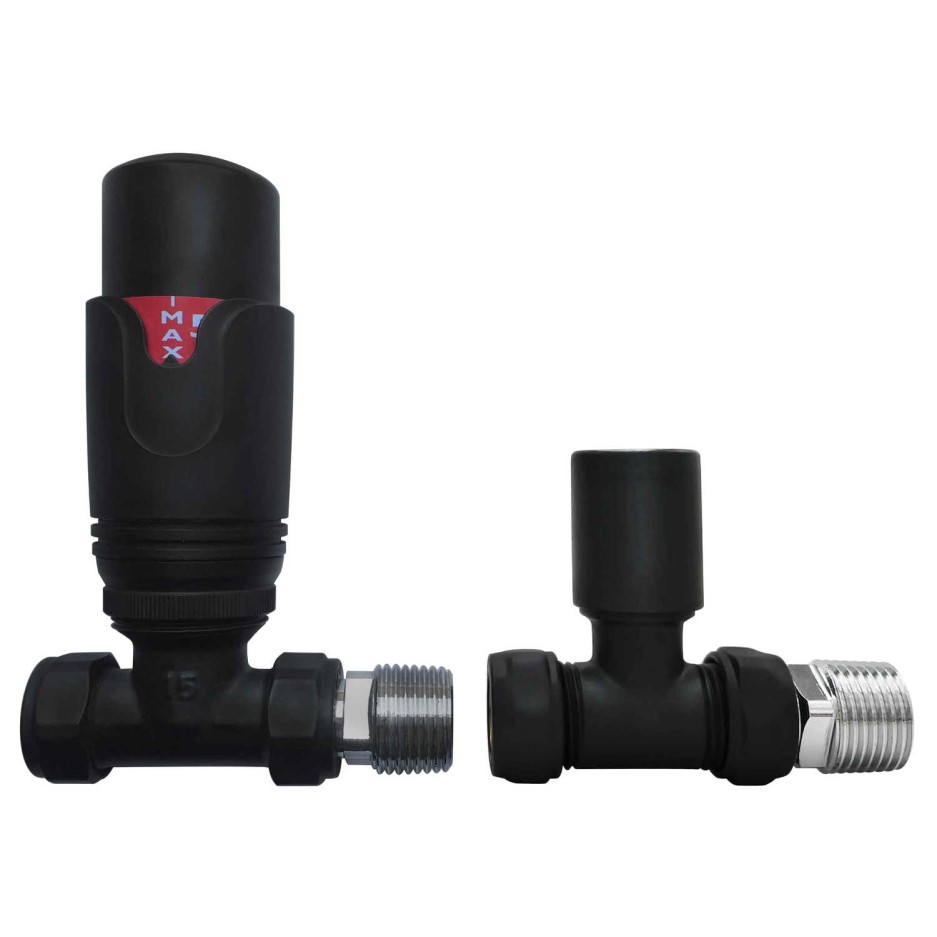 Matt Black Thermostatic Straight Radiator Valves For Pipework Which