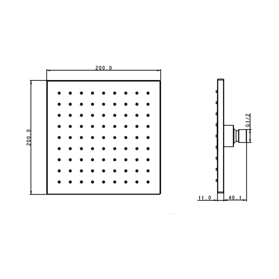 GRADE A1 - Standard Square Shower Head 200mm