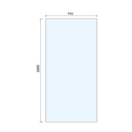Wetroom Screen with Wall Bar 2000 x 1000mm - 8mm Glass - Chrome