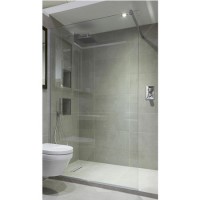 Wetroom Screen with Wall Bar 2000 x 1100mm - 8mm Glass - Chrome