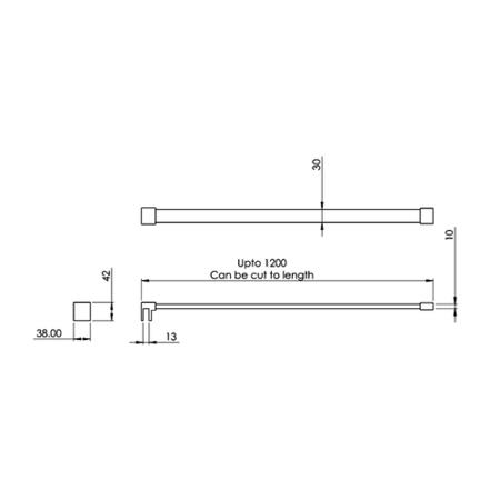 Wetroom Screen with Wall Bar 2000 x 1100mm - 8mm Glass - Chrome