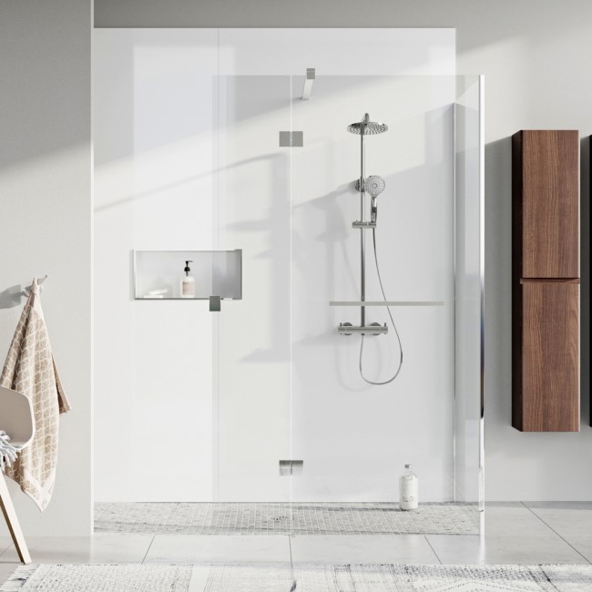 900 x 350mm Wet Room Screen with Pivot Return Panel - Live Your Colour