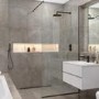 Frameless 845mm Black Wet Room Shower Screen with Wall Support Bar - Live Your Colour