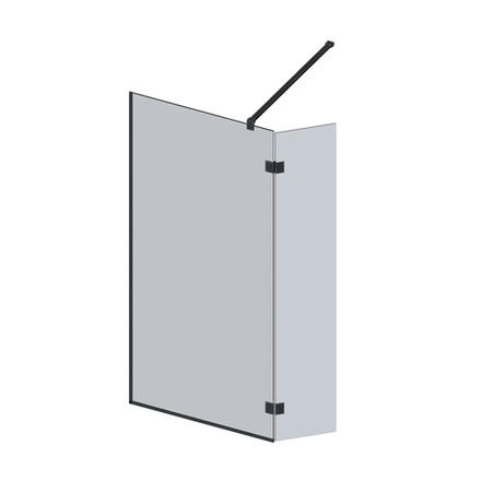Wetroom Screen and Pivot Return Panel  900 x 350mm - 8mm Glass - Black