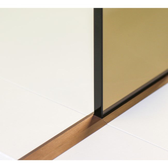 GRADE A1 - Wet Room Screen with Wall Bar 2000 x 1100mm - 8mm Glass - Brushed Bronze