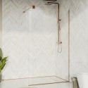 A2/BeBa_26451 ALMOST PERFECT - Brushed Bronze Wet Room Screen with Wall Bar 2000mm x 1200mm - Live Your Colour